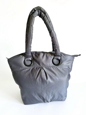 Bath & Body Works Charcoal Gray Puffer Tote Bag Travel Shoulder Purse NWOT